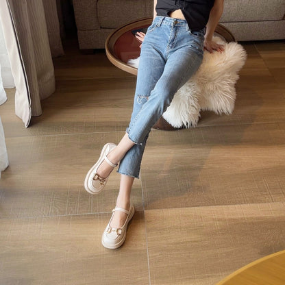 Women's Shoes Summer New Single Shoes Two Wear Shallow Scoop Shoes Platform Sole Shoes Retro