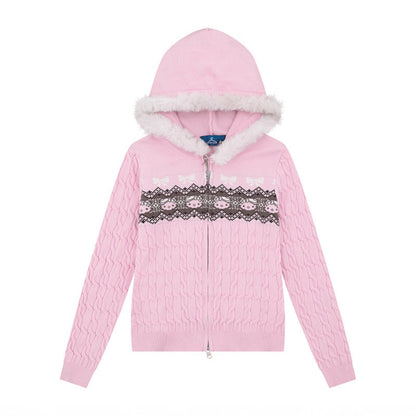 Getailleerd vest voor dames met capuchon  ritssluiting en bontkraag