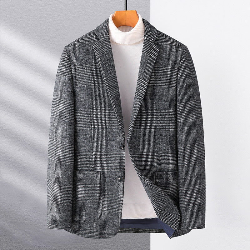 Men's wool suit casual luxury checkered coat
