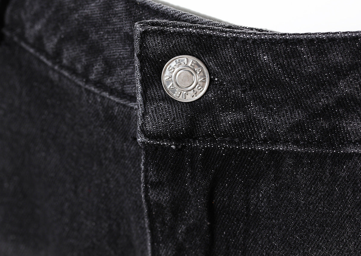 Niche Designer Jeans Strik Decoratie Losse Fit