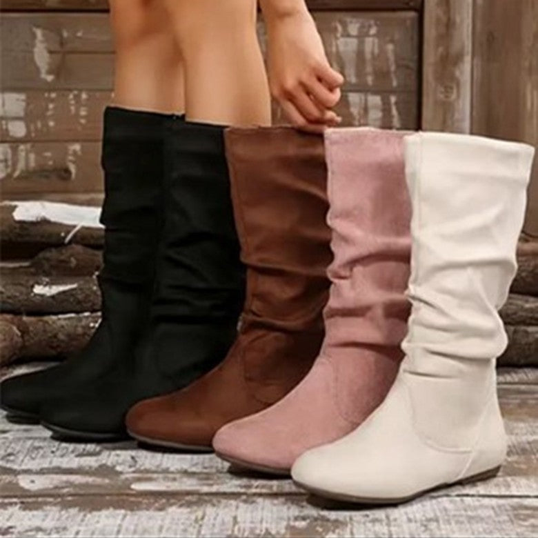 Women's Side Zipper Round Toe Boots