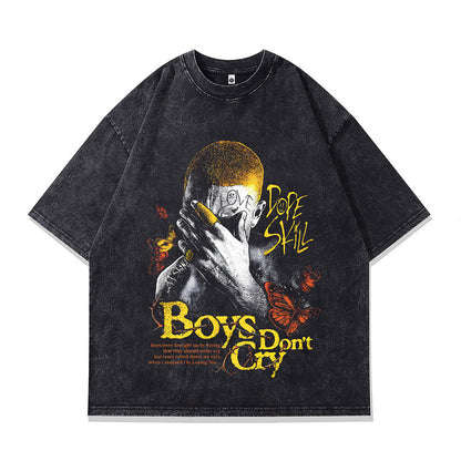 Short-Sleeved T-Shirt Men'sPrinted Loose Pure Cotton Base Top