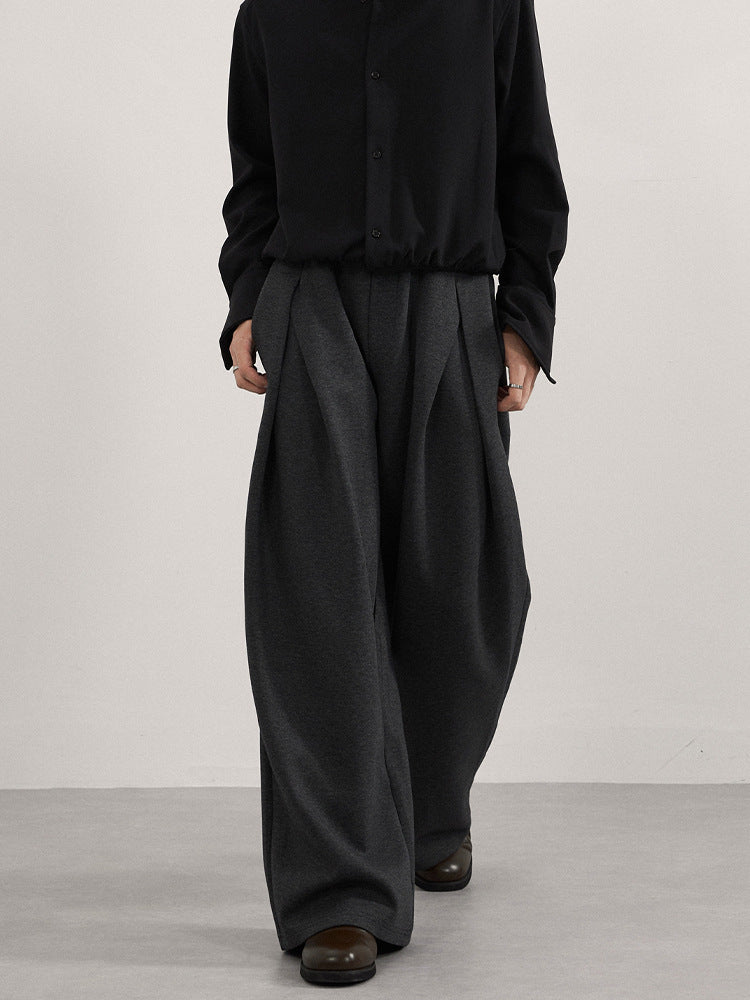 Retro X-shaped pleated casual pants for men and women, loose and straight fit