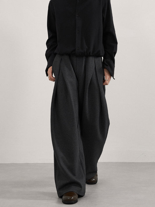 Casual joggingbroek in retrostijl met X-vormige plooien voor heren losvallend en recht model