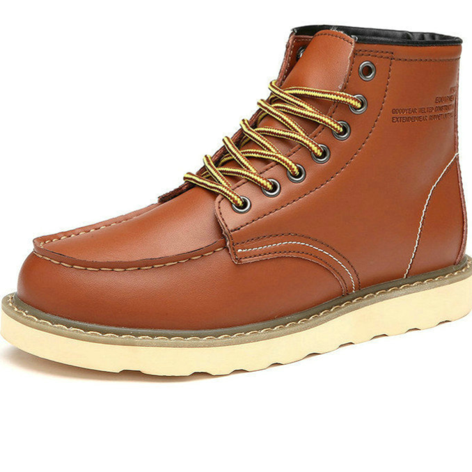 Men's Genuine Leather High-Top Casual Lace-Up Martin Boots