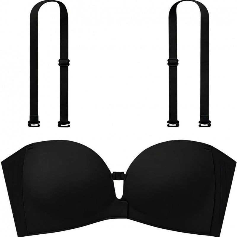 Strapless front-closure bra