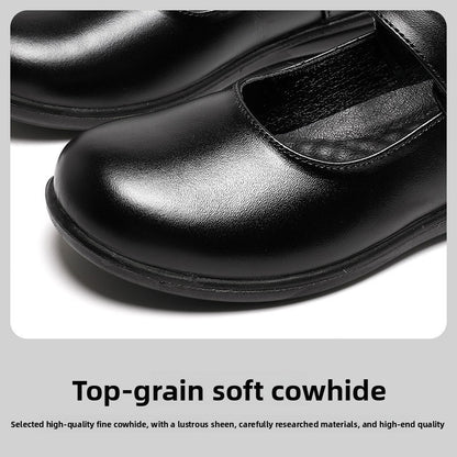 Children's Leather Shoes British Style School Performance Velcro Shoes