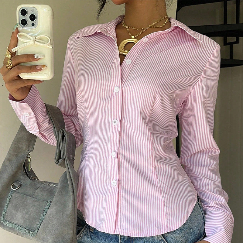 Womens Striped Long Sleeve Blouse