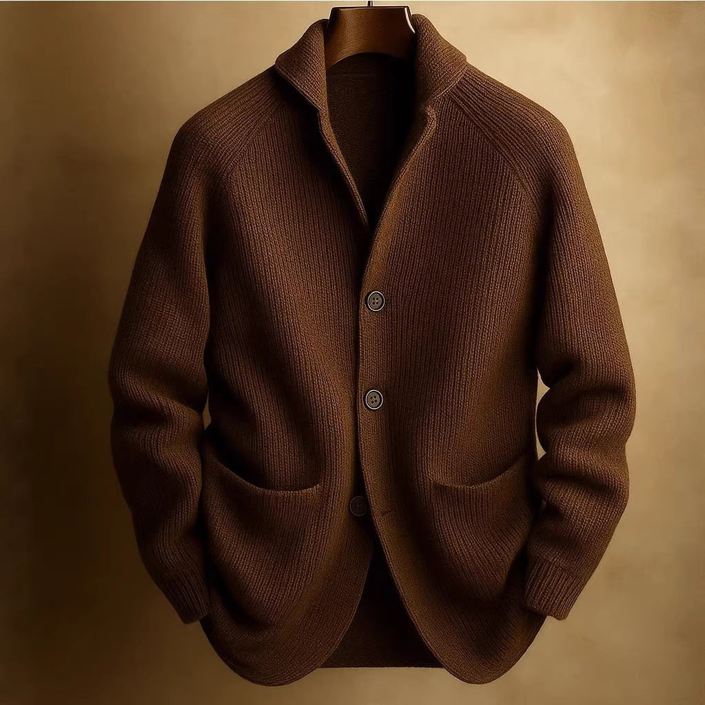 Gentleman's Knitted Three-Button Notch Lapel Cardigan