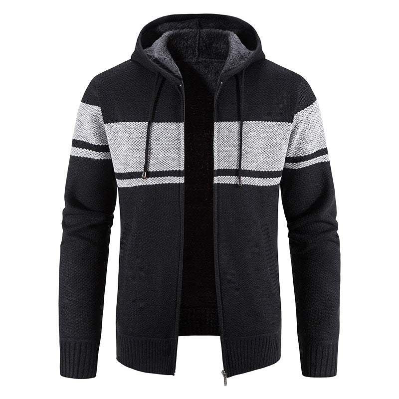 Spring and Autumn Men's Hooded Knitted Cardigan