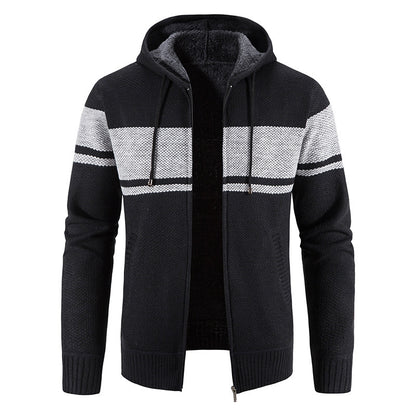 Spring and Autumn Men's Hooded Knitted Cardigan