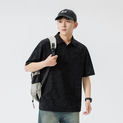 Tie dye short sleeved polo shirt for men in summer