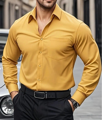 Bedrukt slim-fit  herenoverhemd met lange mouwen elegante model
