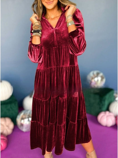 Losse fluwelen midi-jurk