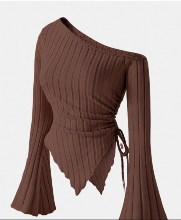 Women's Off-Shoulder Bell Sleeve Knit Top