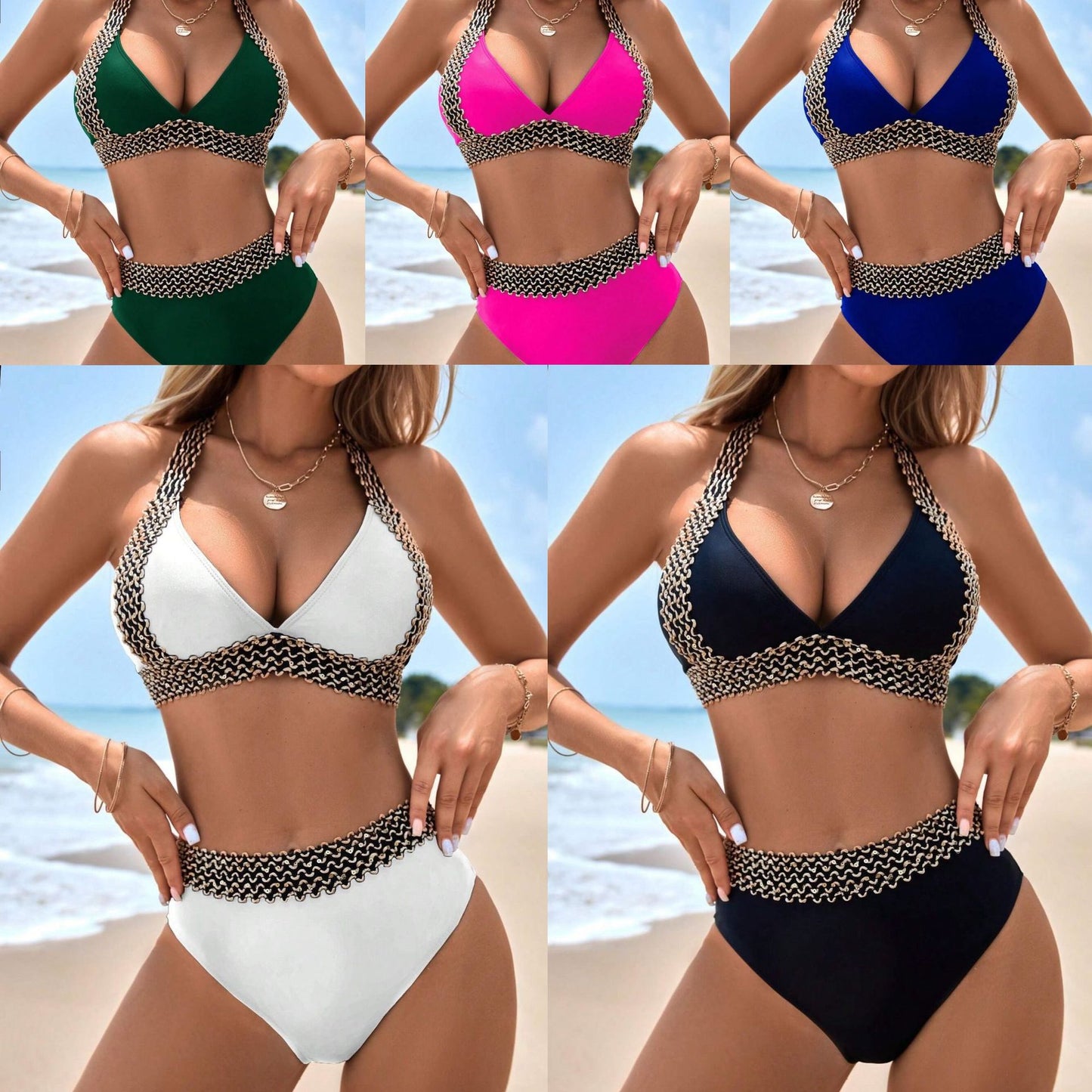 Hoge taille bikini set met gevlochten details