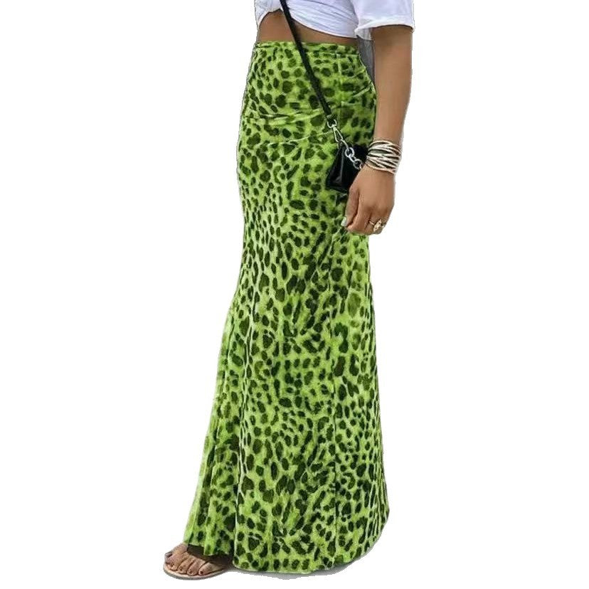 Elegante afslankende maxi-rok met luipaardprint en hoge taille voor dames