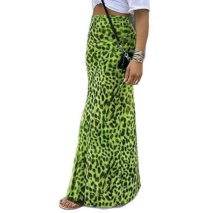Elegante afslankende maxi-rok met luipaardprint en hoge taille voor dames