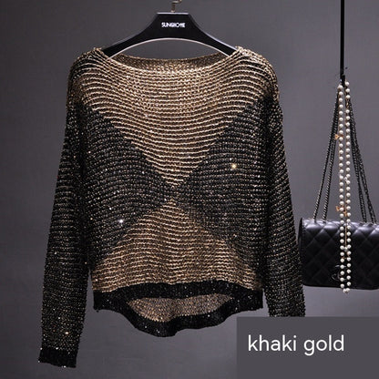 Uitgeholde pailletten losse trui