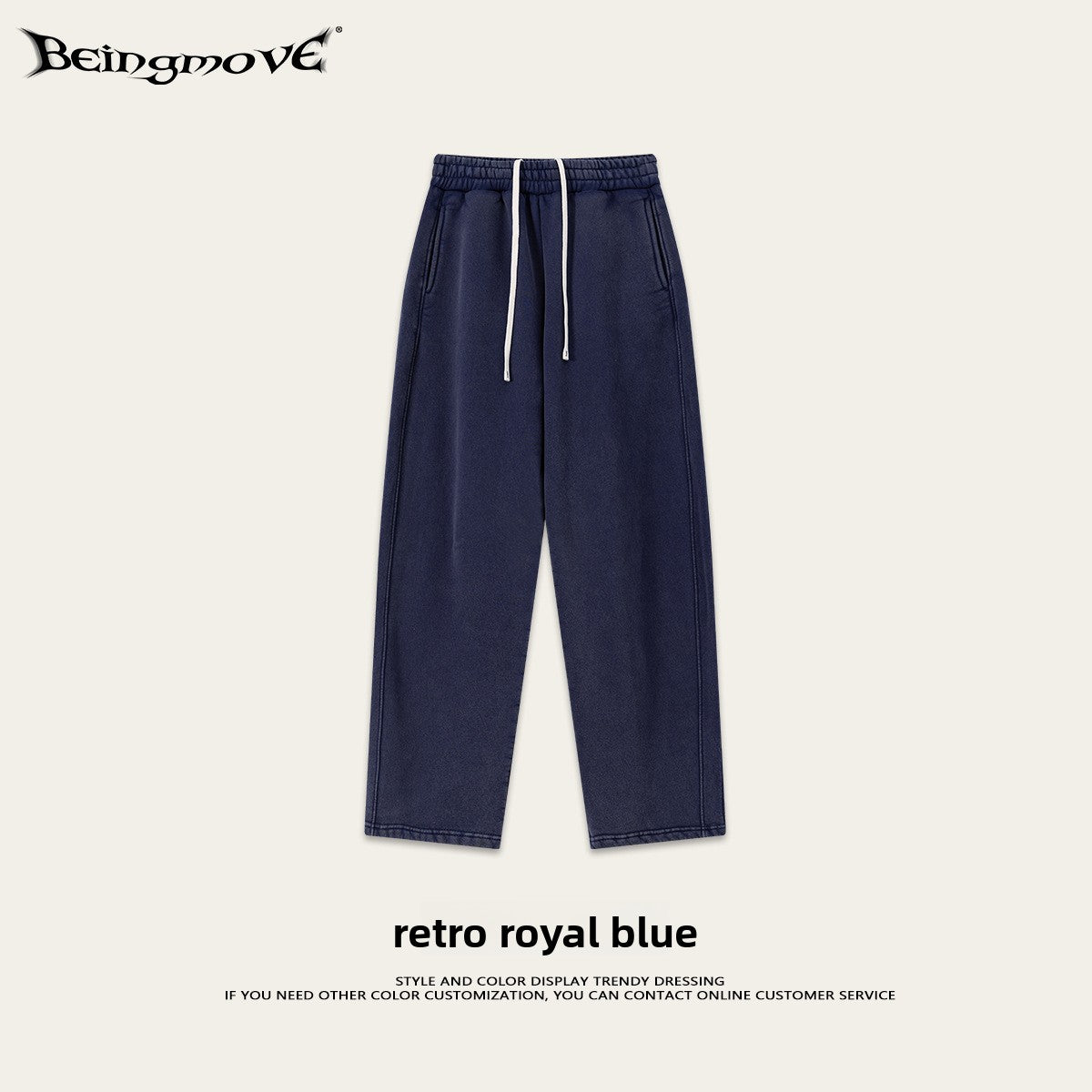Retro Washed 400g Fleece Lined Curved Cut Straight Leg Sweatpants for Men