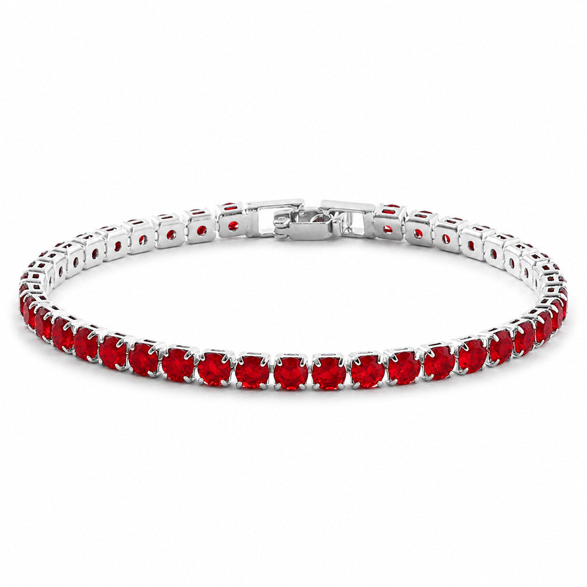 Women's Electroplated Copper Tennis Bracelet with White Zircon Pull Clasp