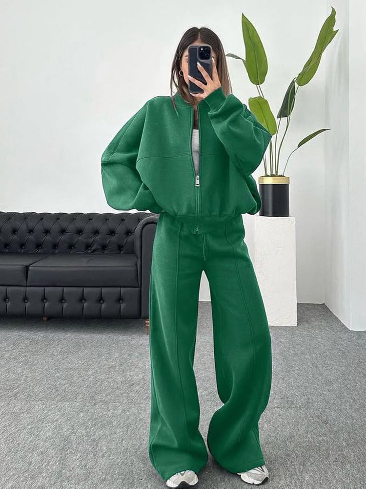 Women's casual long-sleeved coat and long pants set