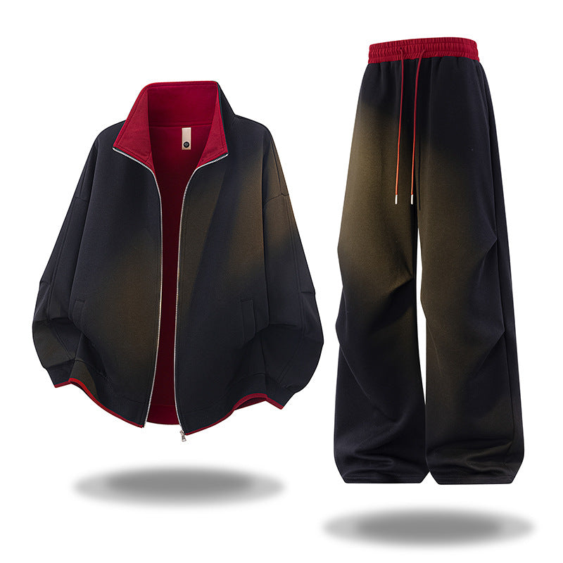Mens Retro Cotton Blend Cardigan and Pants Set