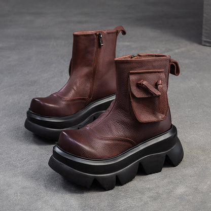 Top layer cowhide high-heeled ankle boots