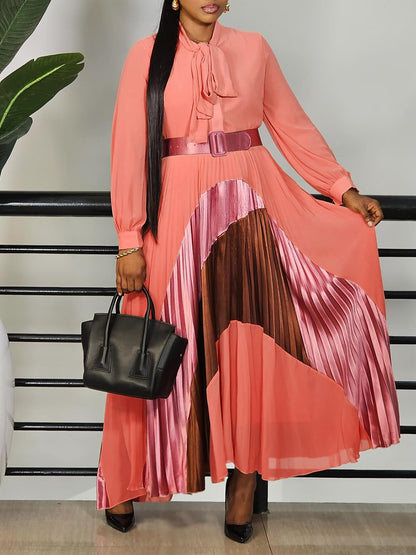 Elegant Pleated Dress with Belt