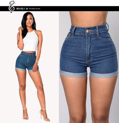 Cross-border e-commerce sourcing 2025 European and American new style women's clothing AliExpress Wish best-selling denim shorts with rolled-up hem sexy hot pants