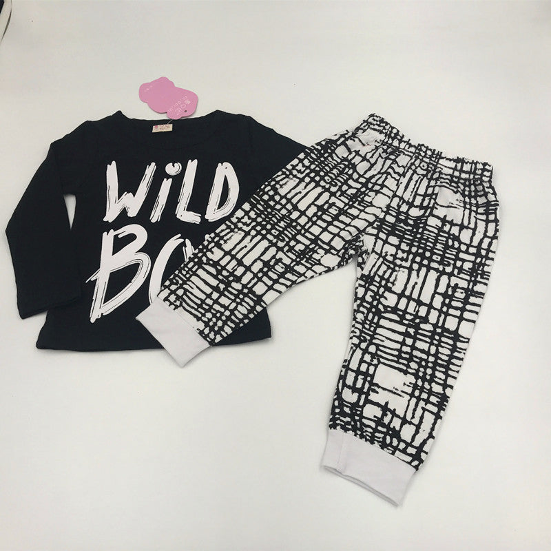 Lange of korte mouwen T-shirt en broek babyjongens 2-delige set