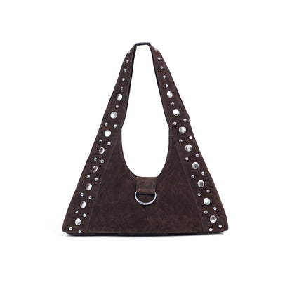Women's Corduroy Studded Magnetic Clasp Underarm Bag