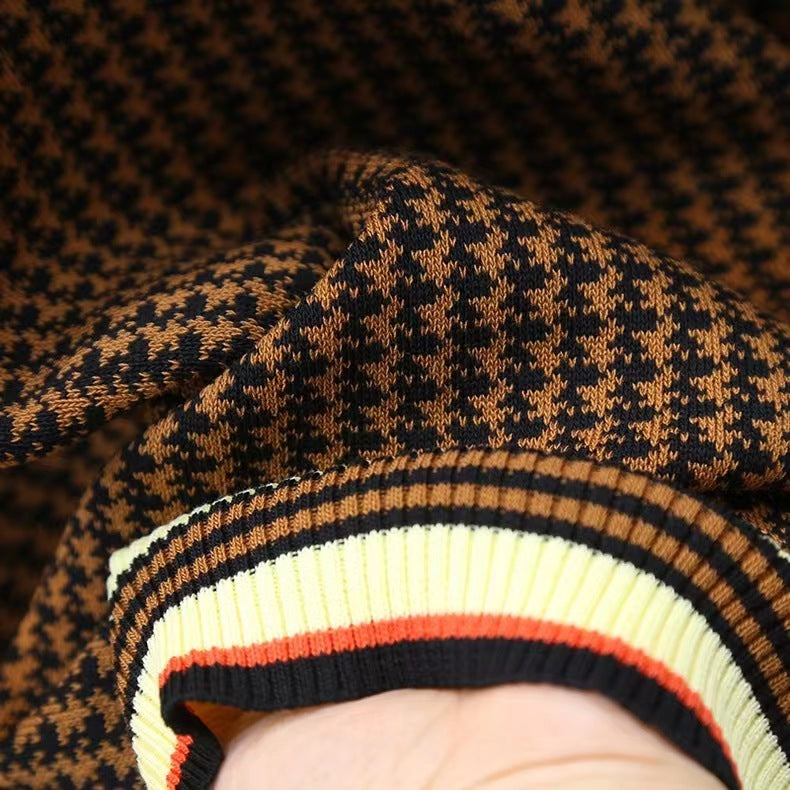 Short sleeved knitted summer houndstooth clothing