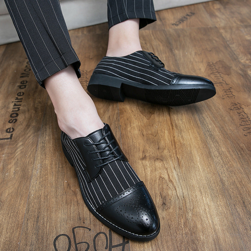 Britse stijl gestreepte ademende nette leren schoenen