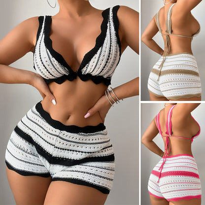 Women's Stripe Texture Vacation Casual