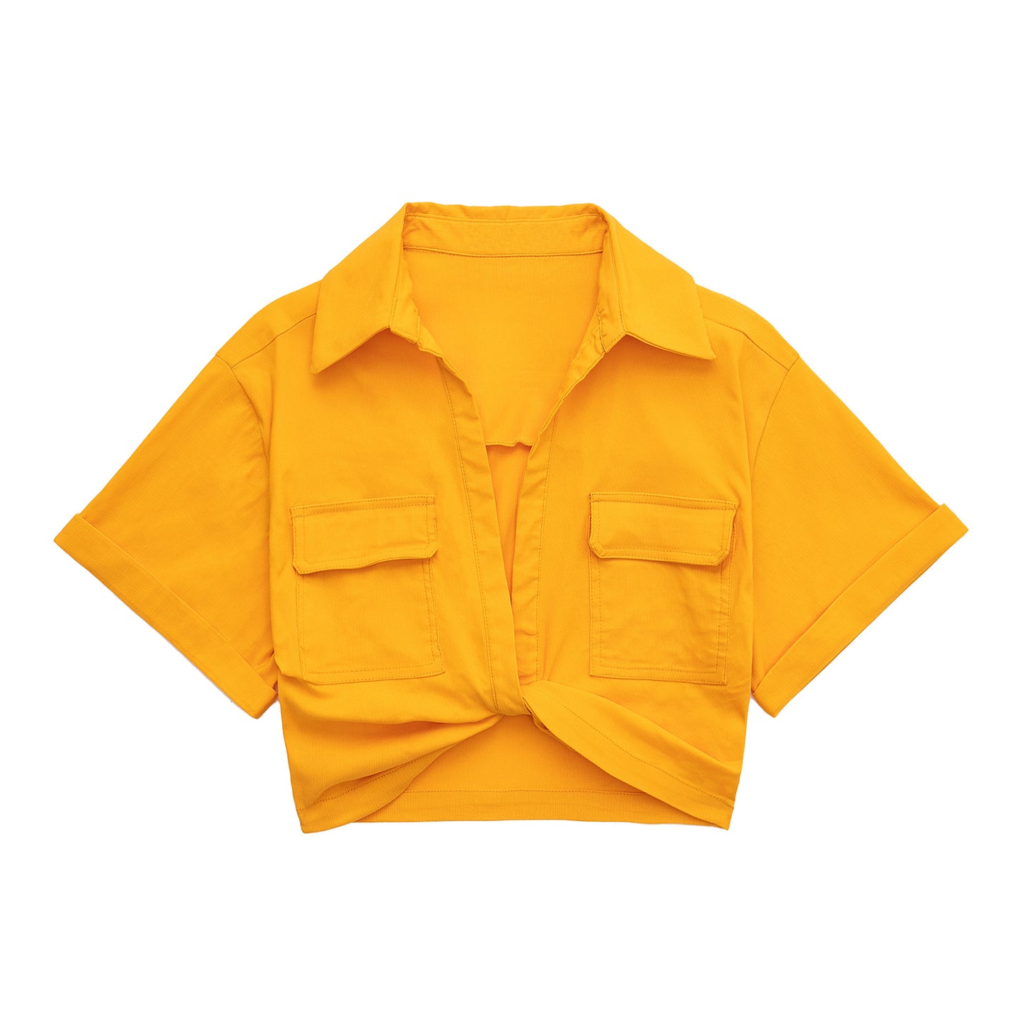 Summer New Stretch Linen Blend Multicolor Cropped Shirt Women