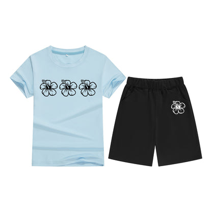 Meisjes katoenen T-shirt met korte mouwen en shorts