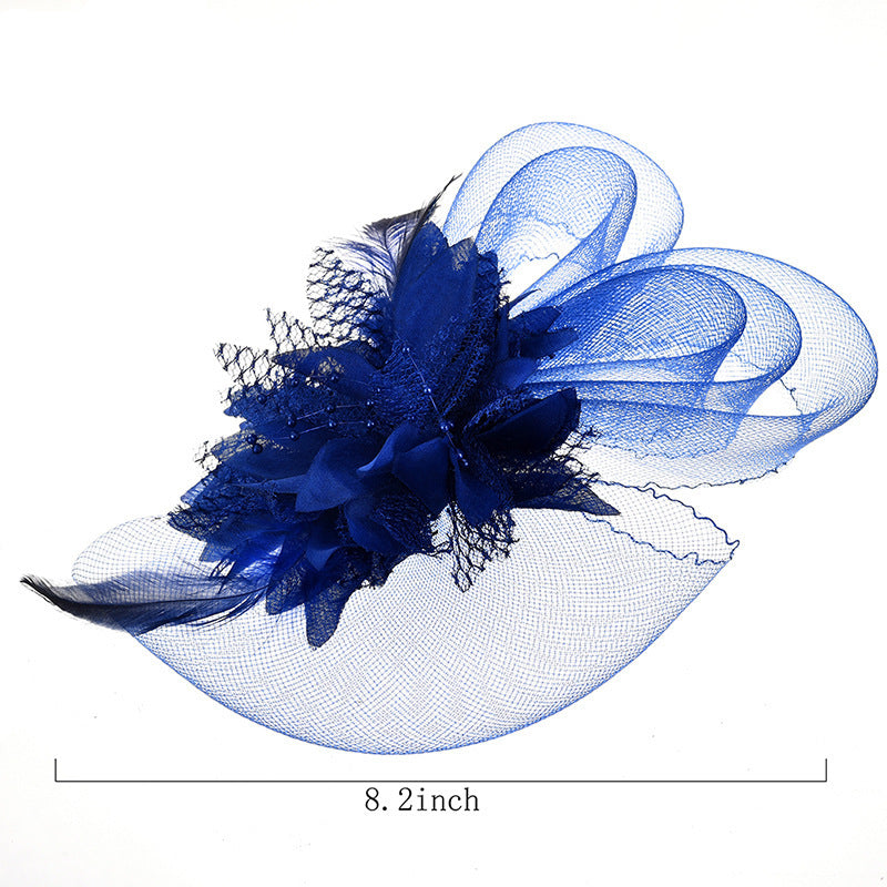 Bridal Feather Mesh Head Flower