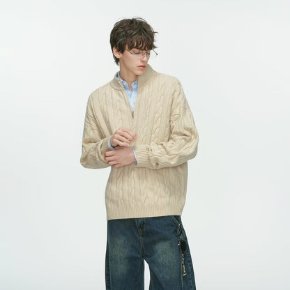 Half Zip Cable Knit Sweater