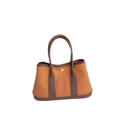 Garden Bag 2026 New Style Woolen Linen with Genuine Leather Top Layer Cowhide Handbag Single Shoulder Crossbody Wholesale Women's Bag