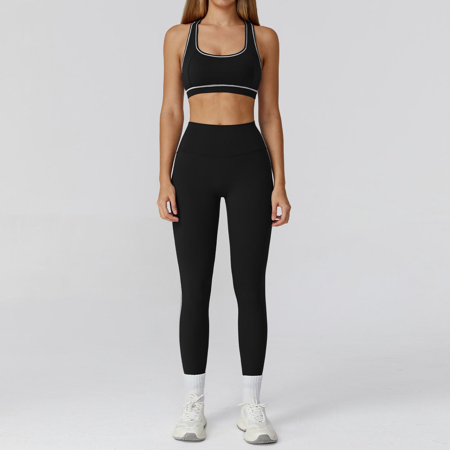 Dames 3-delige yogapakset van geborstelde stof met ritssluiting