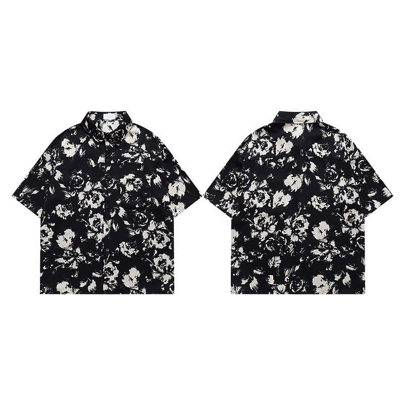Shirt Unisex Short Sleeve Hawaiian Trendy Loose Casual Half-Sleeve