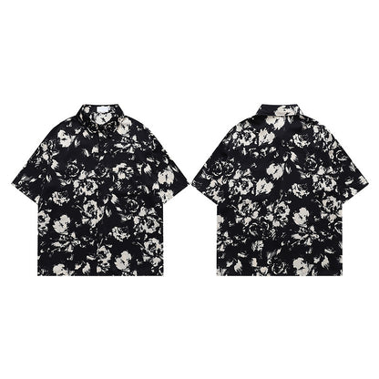 Shirt Unisex Short Sleeve Hawaiian Trendy Loose Casual Half-Sleeve