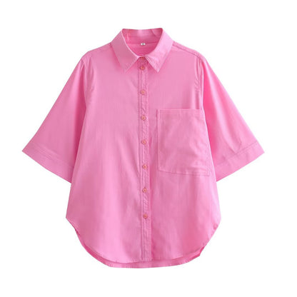 Women's Clothing Imitation Linen Blouse Top + Imitation Linen Loose Shorts Set