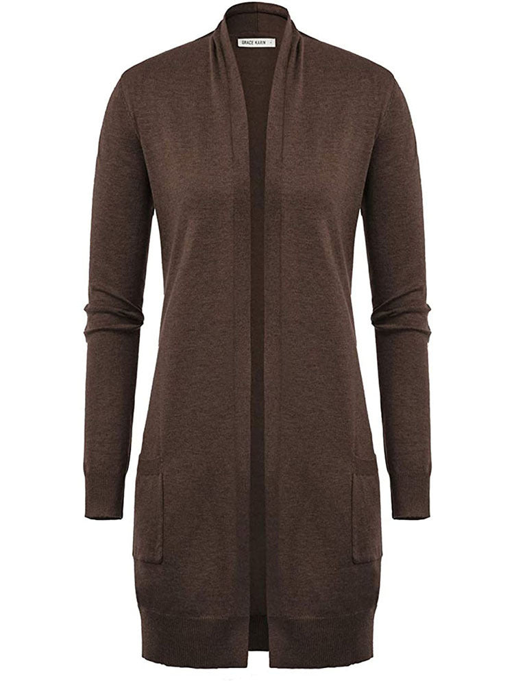 Dames open vest met lange mouwen en zakken