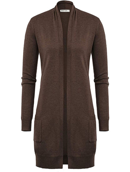 Dames open vest met lange mouwen en zakken