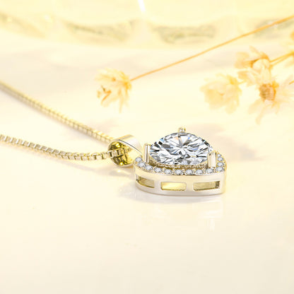 Witte moissanite hart hanger ketting