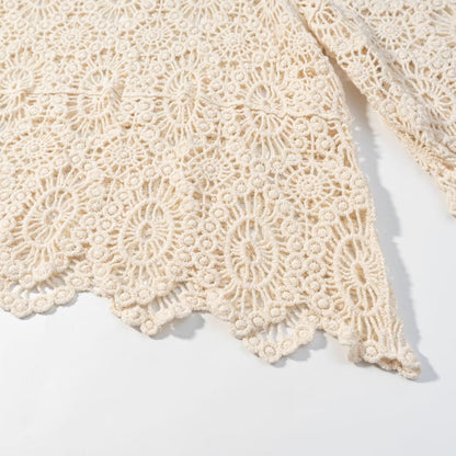 Hook flower loose hollow out versatile lace women's knitted sweater