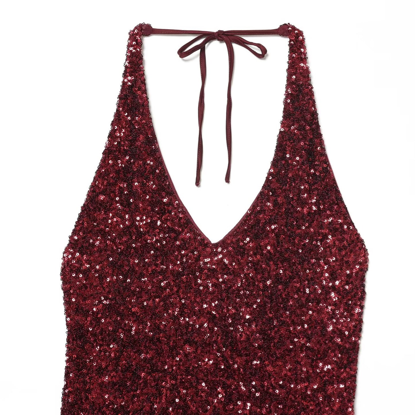 Sleeveless bead off shoulder V-neck dress