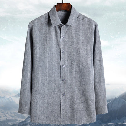 Mens Linen Cotton Blend Shirt Loose Fit Long Short Sleeve